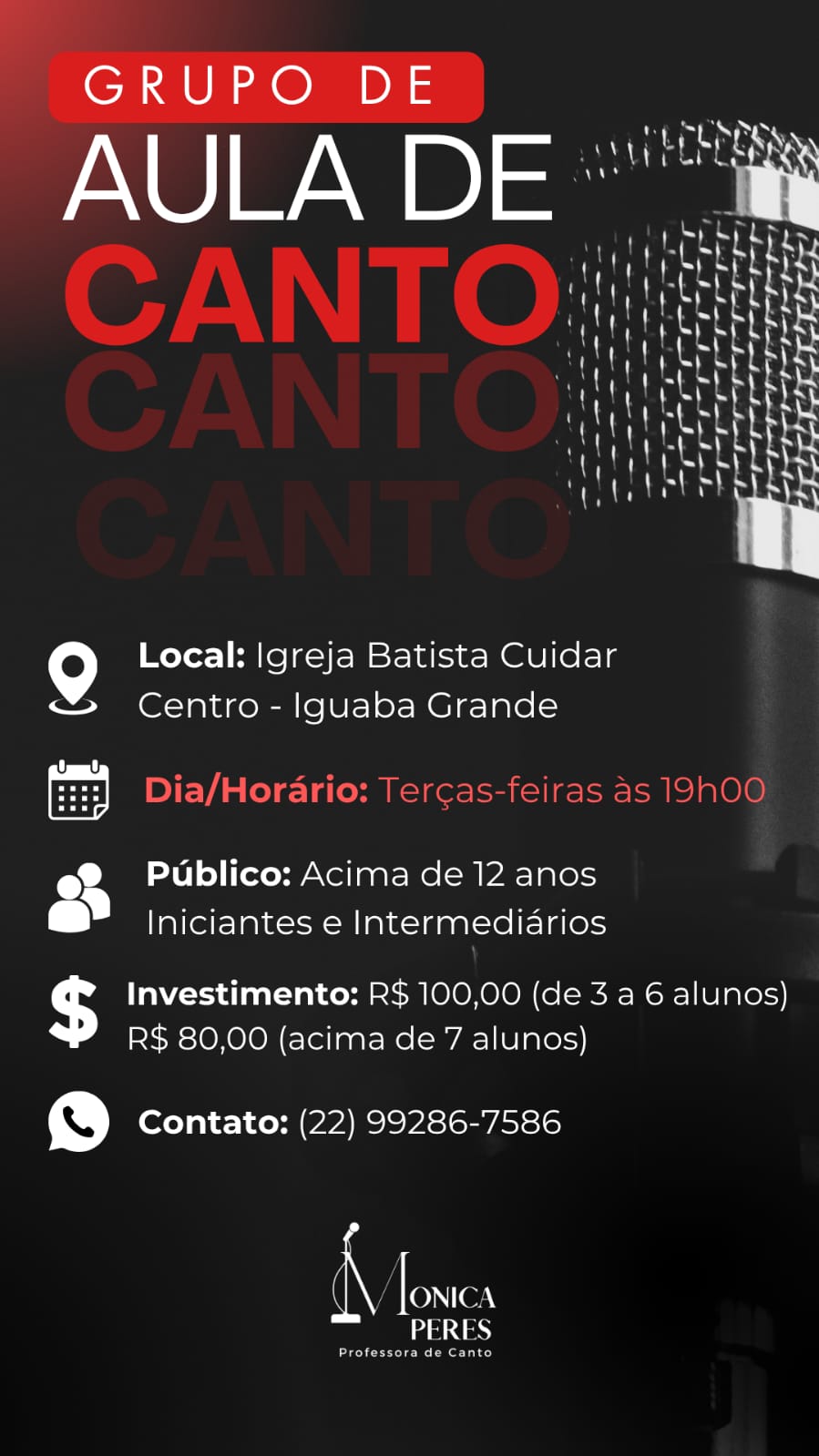 Aula de Canto Online e Presencial